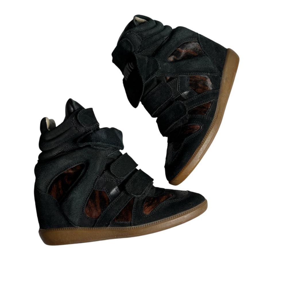 Isabel Marant Bekett Leather Wedge High Top Pony Over Basket Sneakers Womens 36 - Picture 4 of 10